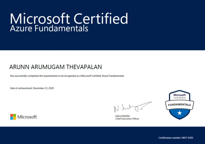 Microsoft Azure certificate