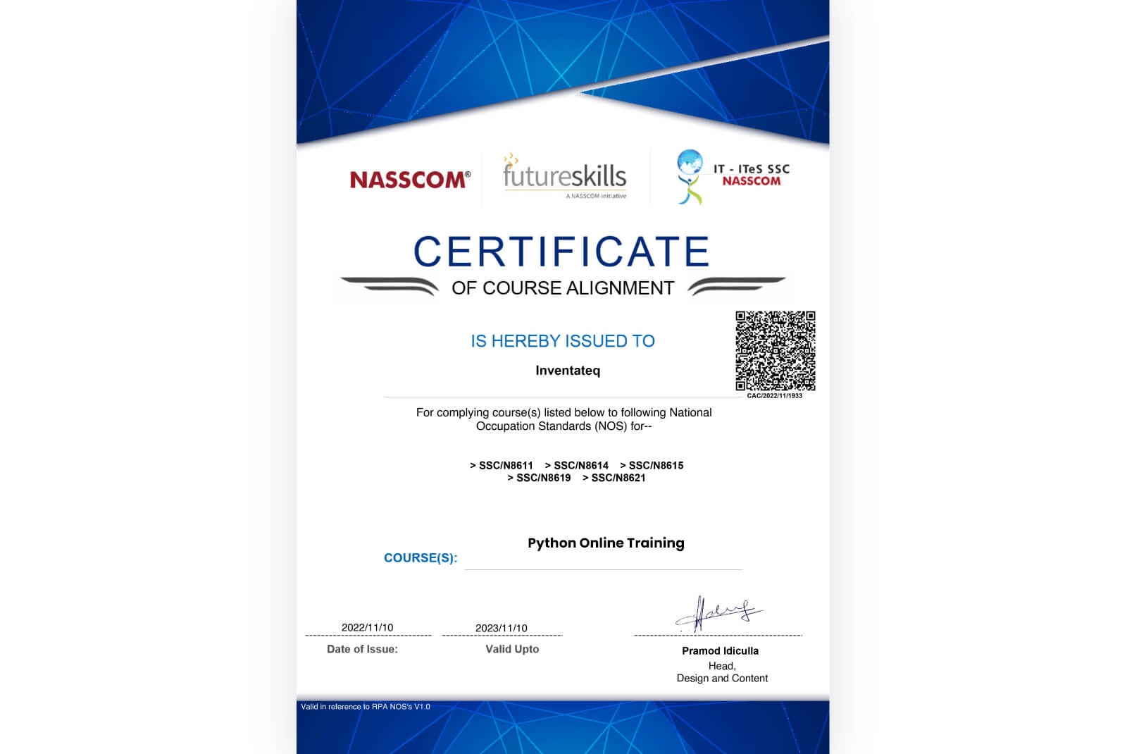 nasscom certification