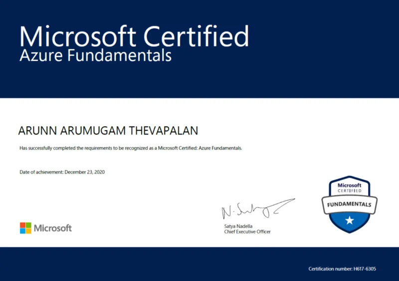 Microsoft Azure certificate